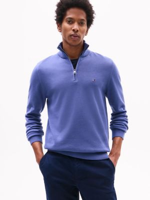 Flag Logo Quarter-Zip Sweater, Bank Blue