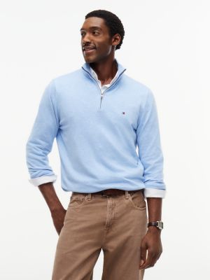 Classic Quarter-Zip Sweater, Light Blue