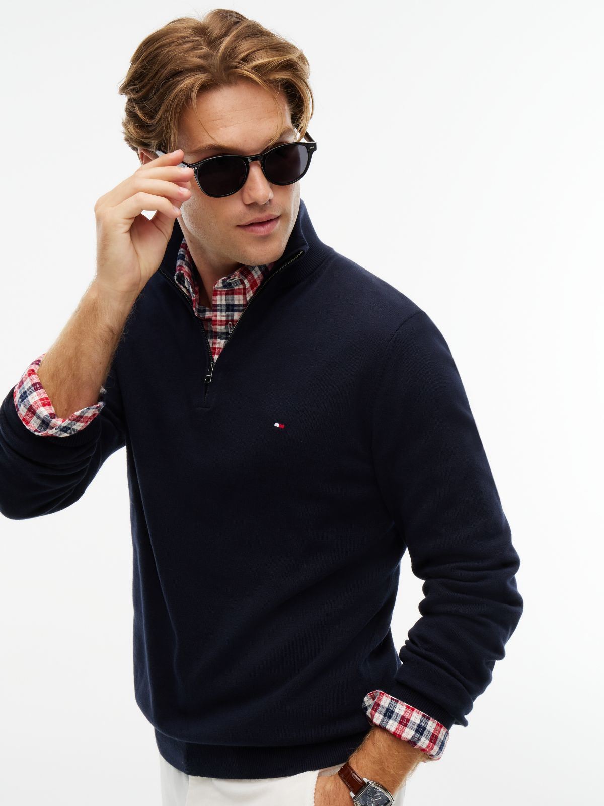 Classic Quarter-Zip Sweater — Navy