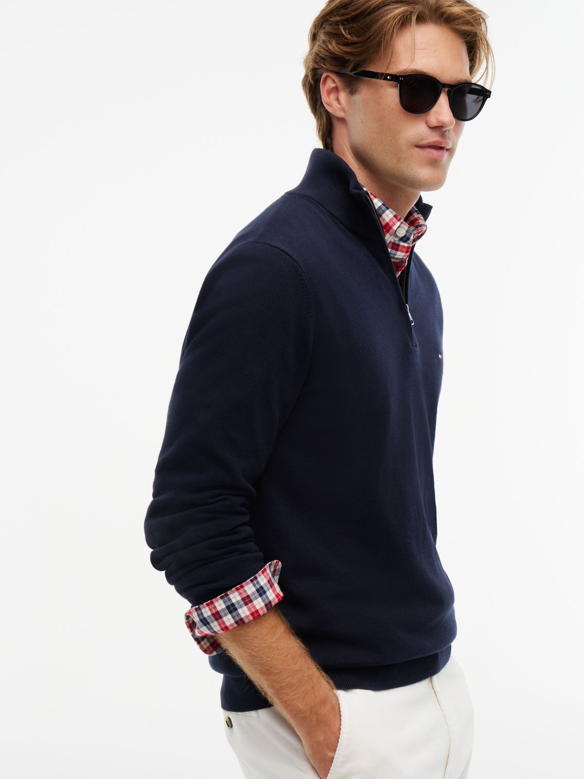 Classic Quarter-Zip Sweater — Navy