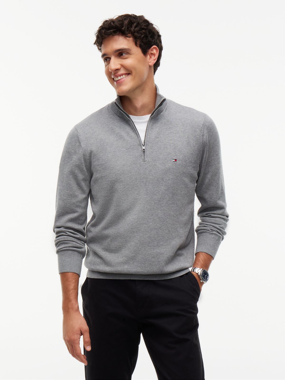 Classic Quarter-Zip Sweater — Grey Heather