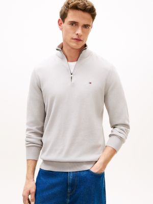 Classic Quarter-Zip Sweater, Sterling Grey