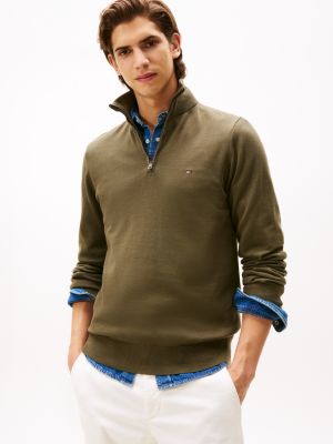 Classic Quarter-Zip Sweater, Army Green