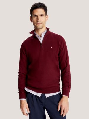 Classic Quarter-Zip Sweater, Deep Rouge