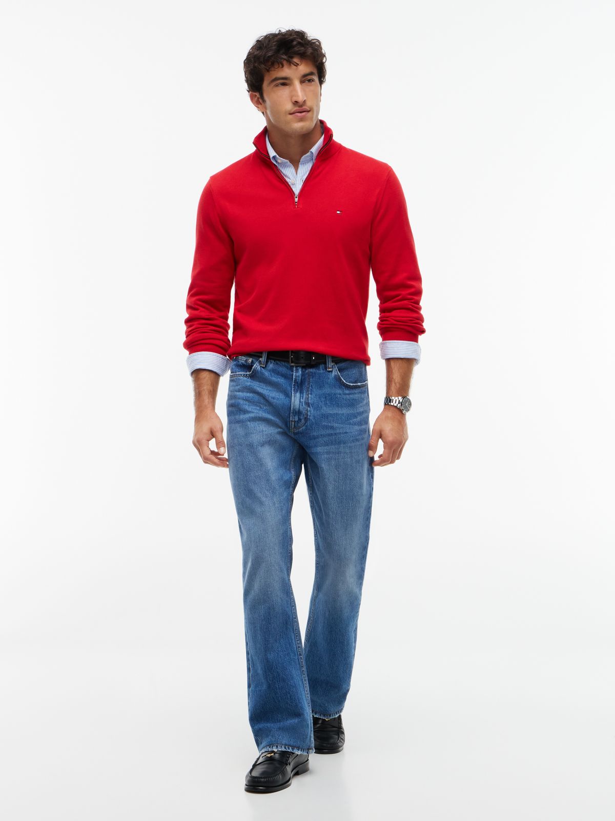 Classic Quarter-Zip Sweater — Medium Red