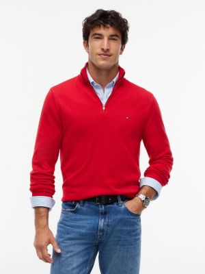 Classic Quarter-Zip Sweater, Medium Red
