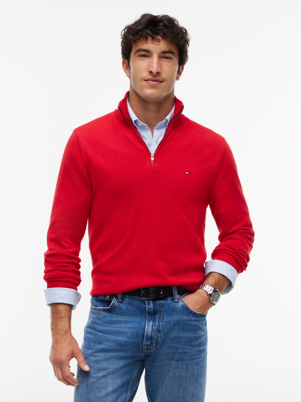 Classic Quarter-Zip Sweater — Medium Red