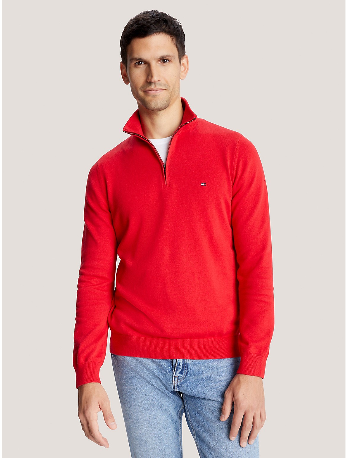 Tommy Hilfiger Men's Flag Logo Quarter-Zip Sweater