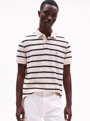 Regular Fit Stripe Wicking Polo, Classic Beige Stripe