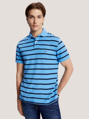 Regular Fit Stripe Wicking Polo, Copenhagen Blue
