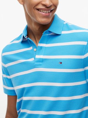 Мужское поло Tommy Hilfiger Regular Fit Striped Wicking Polo, цвет: Синий / Белый полосатый — фото 3