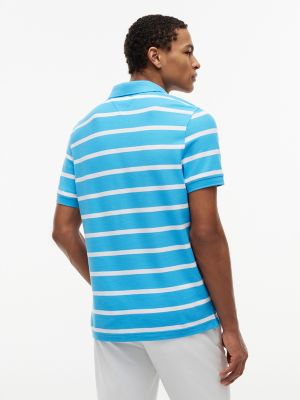 Мужское поло Tommy Hilfiger Regular Fit Striped Wicking Polo, цвет: Синий / Белый полосатый — фото 4