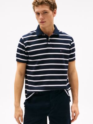 Regular Fit Stripe Wicking Polo, Navy Stripe