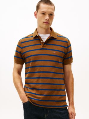 Regular Fit Stripe Wicking Polo, Highland Khaki