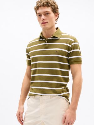 Regular Fit Stripe Wicking Polo, Uniform Olive Stripe