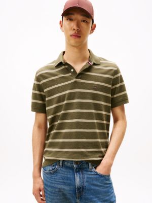 Regular Fit Stripe Wicking Polo, Green Stripe