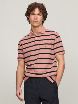 Regular Fit Stripe Wicking Polo, Pink Peony Stripe