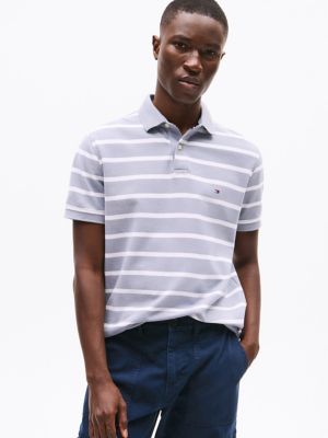 Regular Fit Stripe Wicking Polo, Rich Grey Stripe