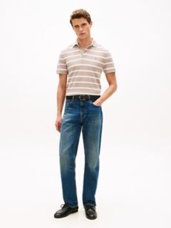 Regular Fit Striped Wicking Polo — Smooth Taupe/White Stripe 2
