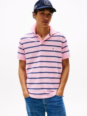 Regular Fit Stripe Wicking Polo, Classic Pink Stripe