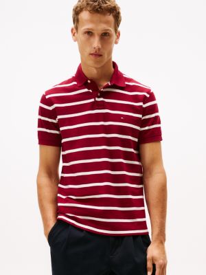 Regular Fit Stripe Wicking Polo, Rouge Stripe