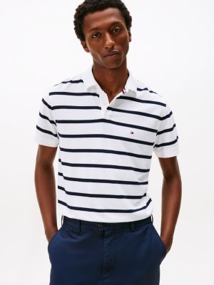 Regular Fit Stripe Wicking Polo, Fresh White Stripe