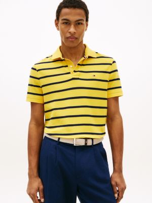Regular Fit Stripe Wicking Polo, Pollen/Black Stripe