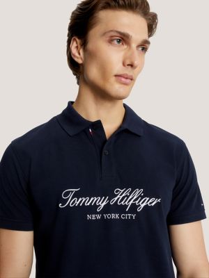 Regular Fit Embroidered NYC Script Polo