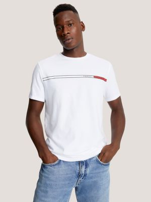 Basic White Cotton Blend Fitted T Shirt