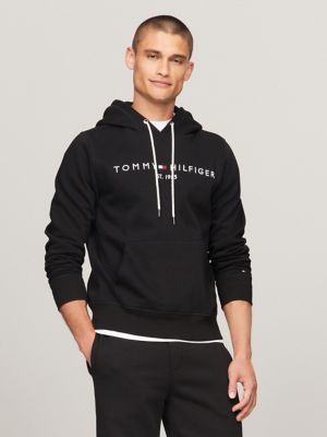 Embroidered Tommy Logo Hoodie, Black