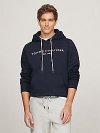 Embroidered Tommy Logo Hoodie, Navy