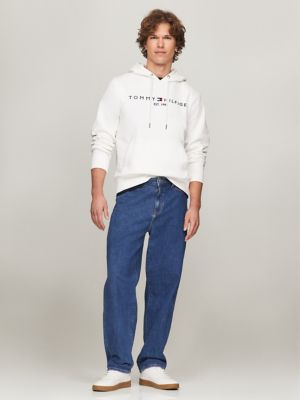 Embroidered Tommy Logo Hoodie, Fresh White
