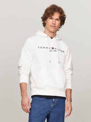 Embroidered Tommy Logo Hoodie, Fresh White