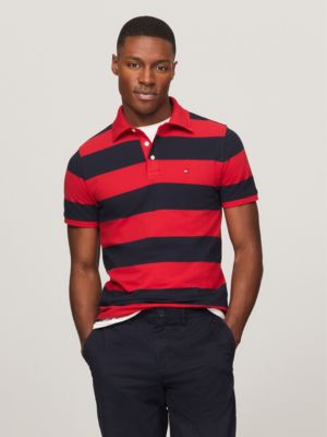 Men's Tommy Hilfiger Signature Regular Fit Cotton Polo Shirt in Red
