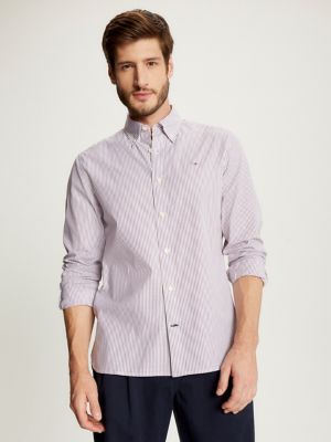 Regular fit striped poplin cotton shirt