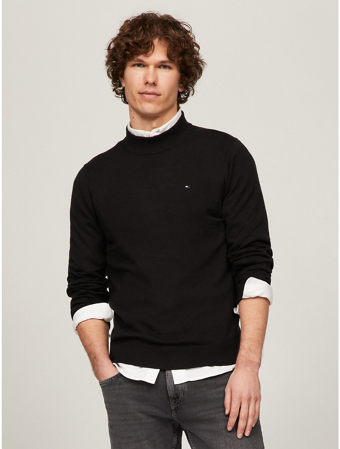 Tommy Hilfiger Men's Solid Wool-Blend Mockneck Sweater