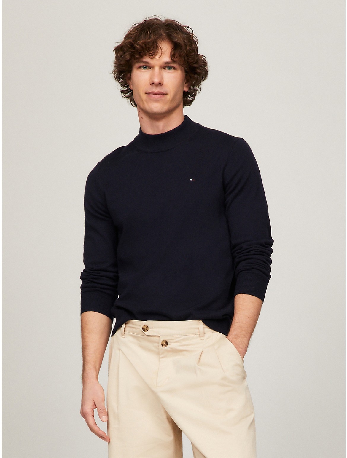 Shop Tommy Hilfiger Solid Wool In Navy