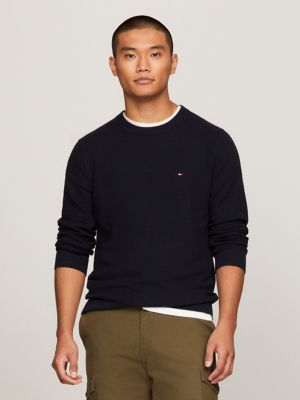 Tommy Hilfiger Men's Solid Crewneck Sweater at  Men’s Clothing store