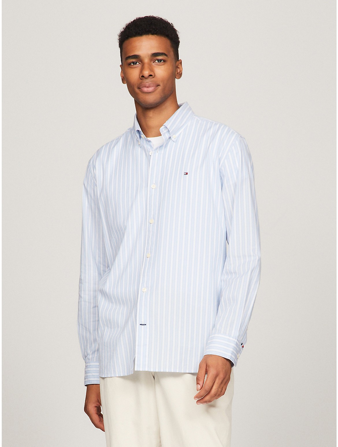 Tommy Hilfiger Men's Regular Fit Stripe Poplin Shirt
