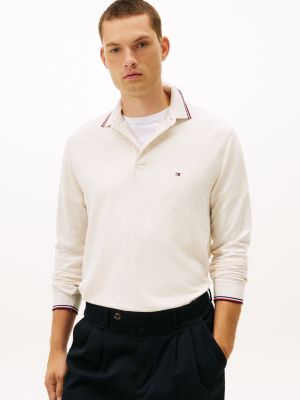 Long-Sleeve Tommy Wicking Polo, Beige Heather