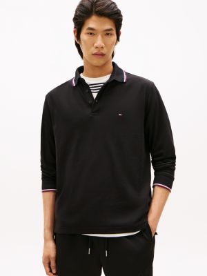 Long-Sleeve Tommy Wicking Polo, Black
