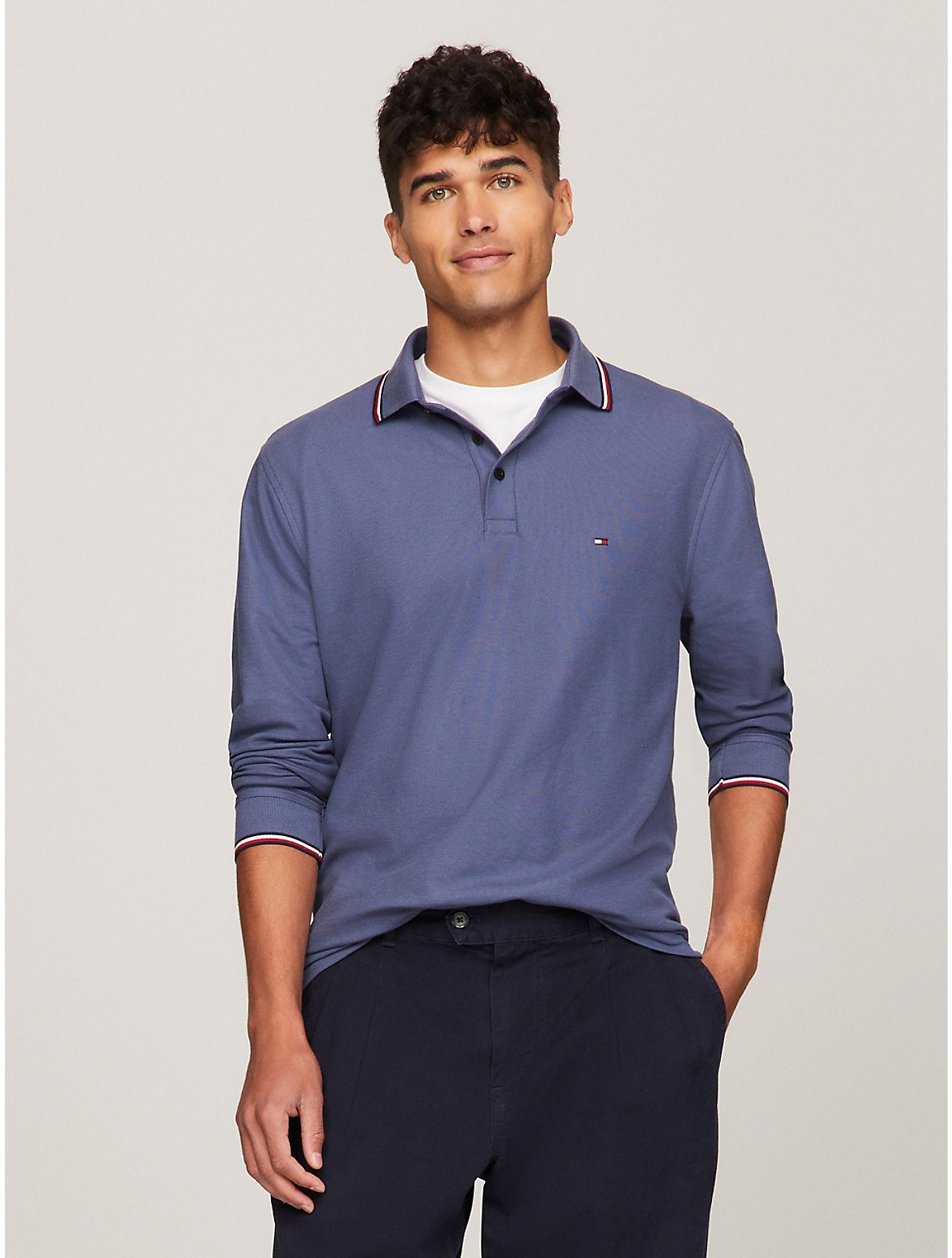 Tommy Hilfiger Men's Regular Fit Long-Sleeve Tommy Wicking Polo