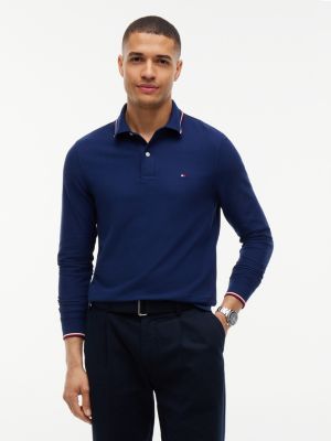 Long-Sleeve Tommy Wicking Polo, Carbon Navy