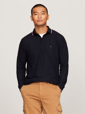 Polo Tommy Wicking à manches longues, bleu marine