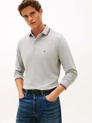 Long-Sleeve Tommy Wicking Polo, Grey Heather
