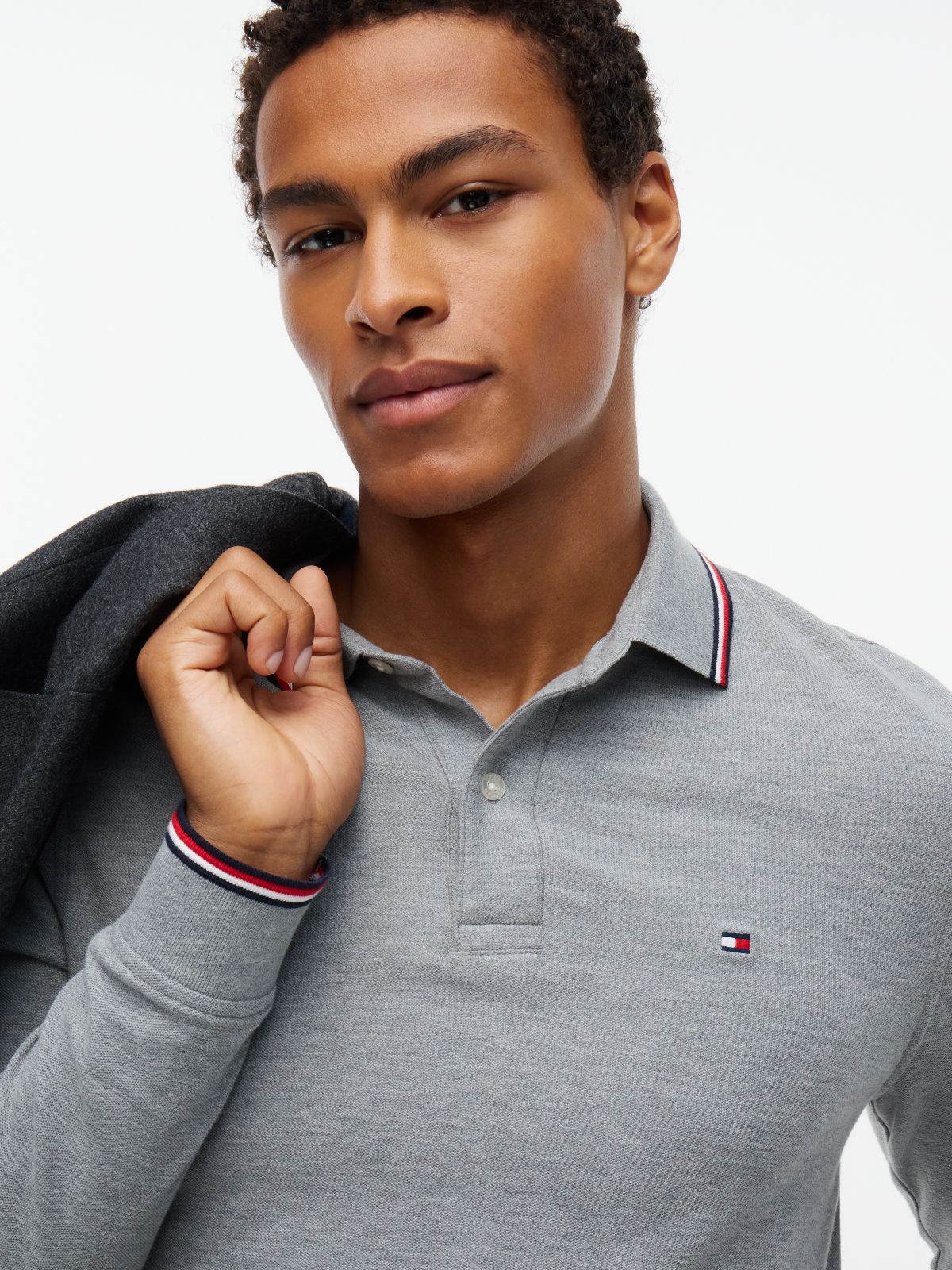 Long-Sleeve Tommy Wicking Polo — Grey Heather
