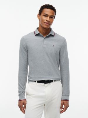 Long-Sleeve Tommy Wicking Polo, Grey Heather