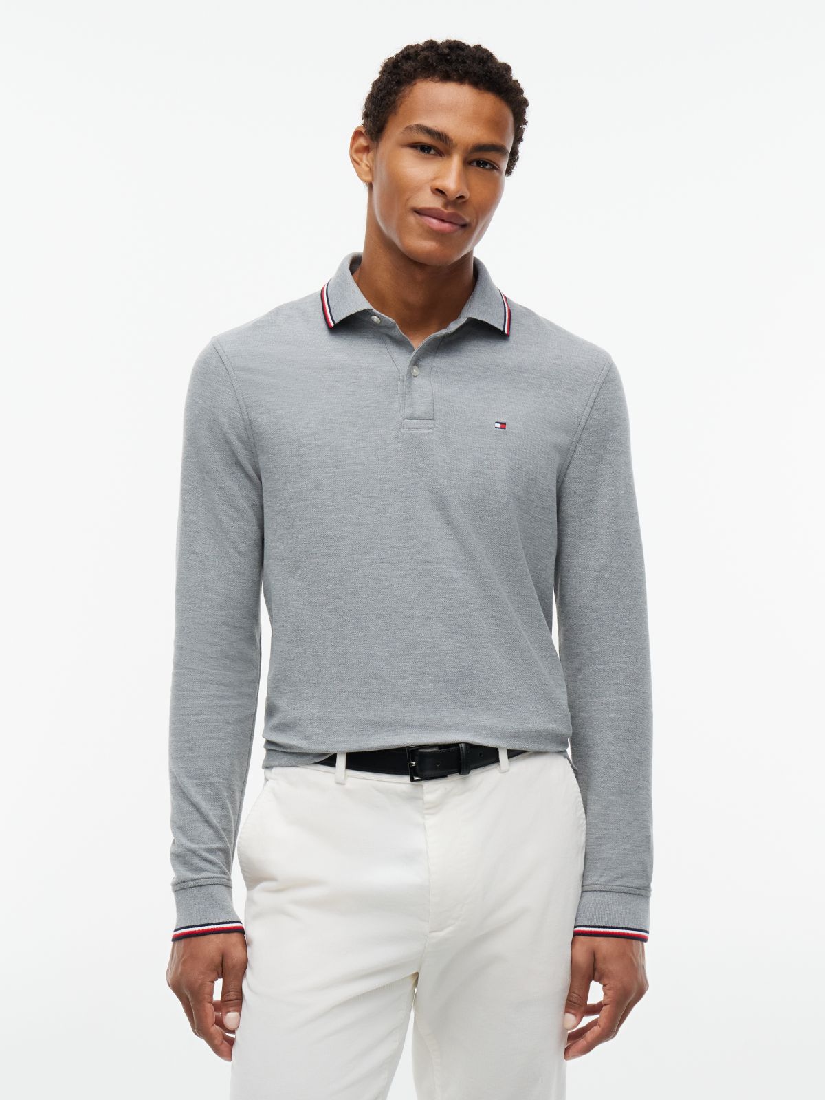 Long-Sleeve Tommy Wicking Polo — Grey Heather
