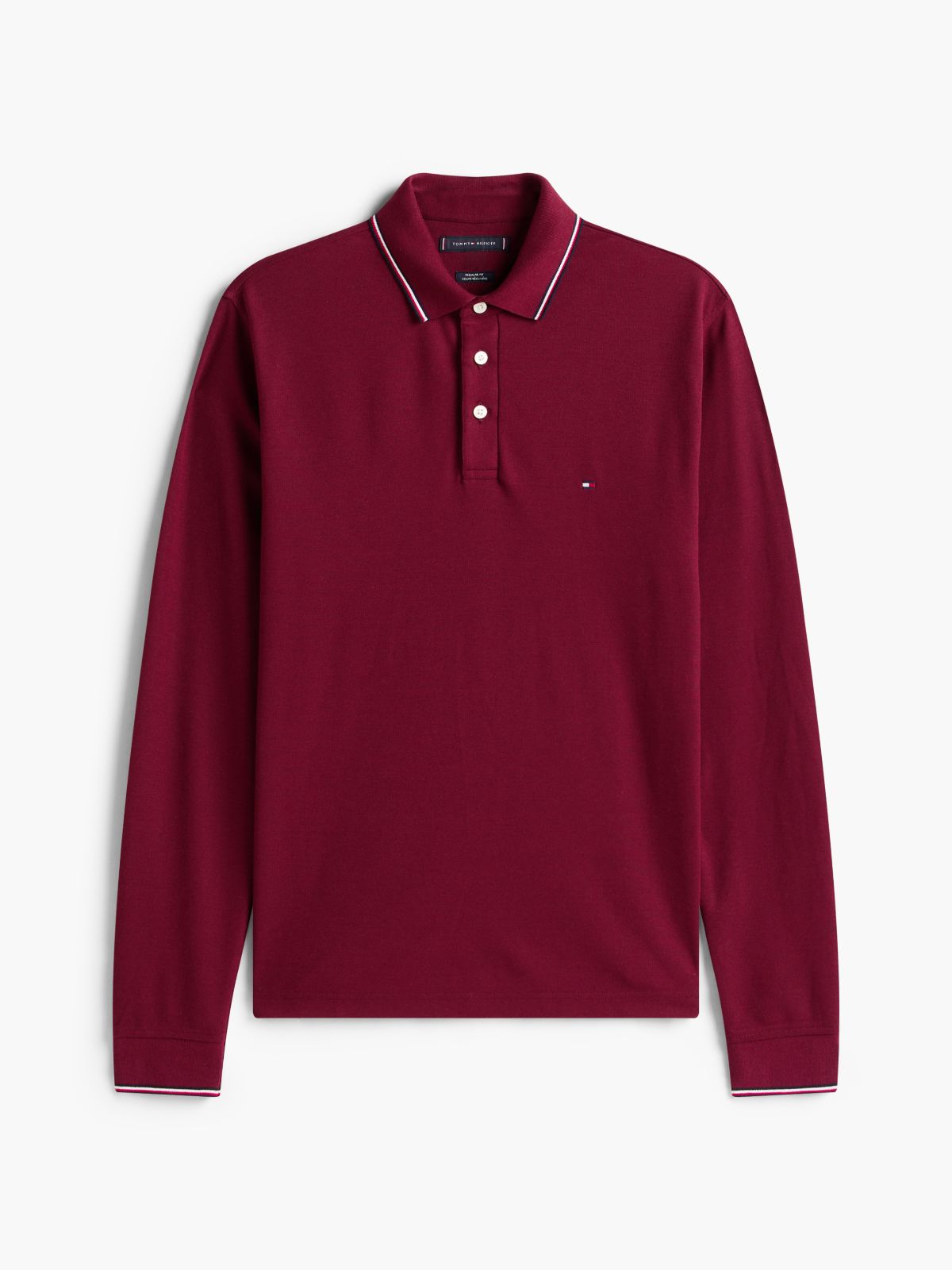 Long-Sleeve Tommy Wicking Polo — Deep Rouge
