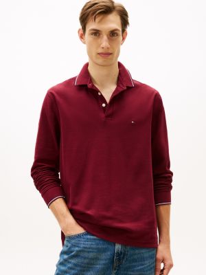 Long-Sleeve Tommy Wicking Polo, Deep Rouge